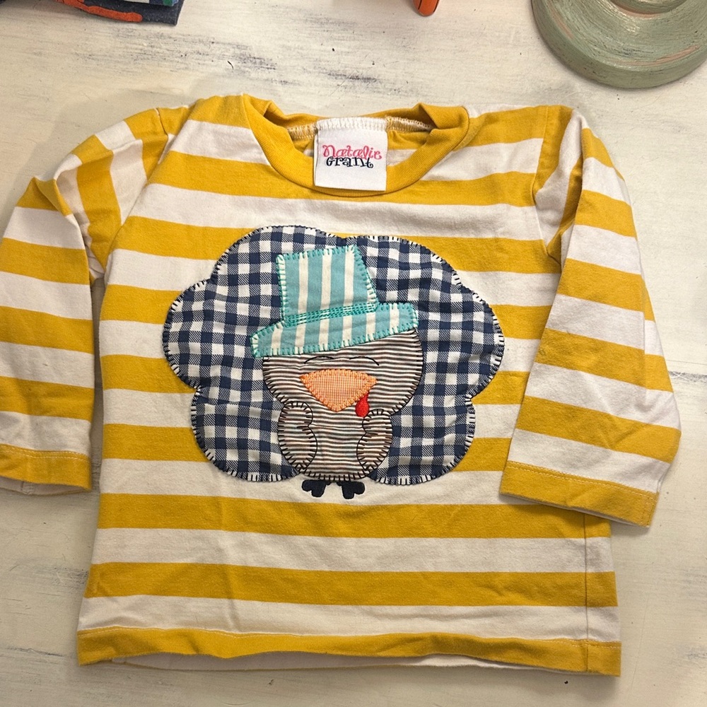 Yellow Striped Long Sleeve turkey Tee